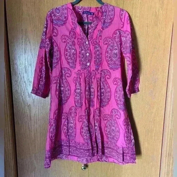 la plage Dresses & Skirts - La Plage Maye Pintuck Dress Pink Paisley Womens XXS